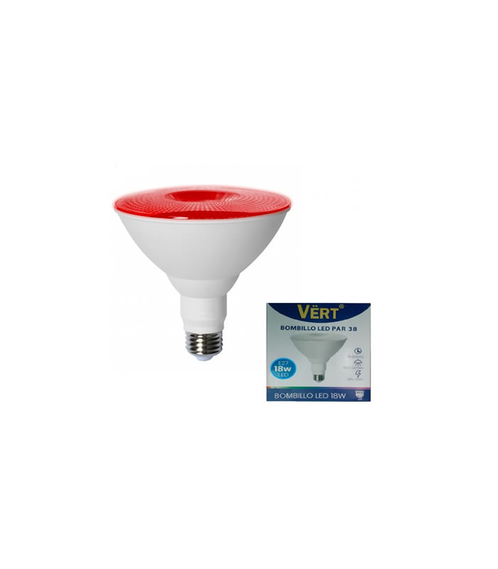 BOMBILLO LED PAR 38 18W LUZ ROJO 85-265V