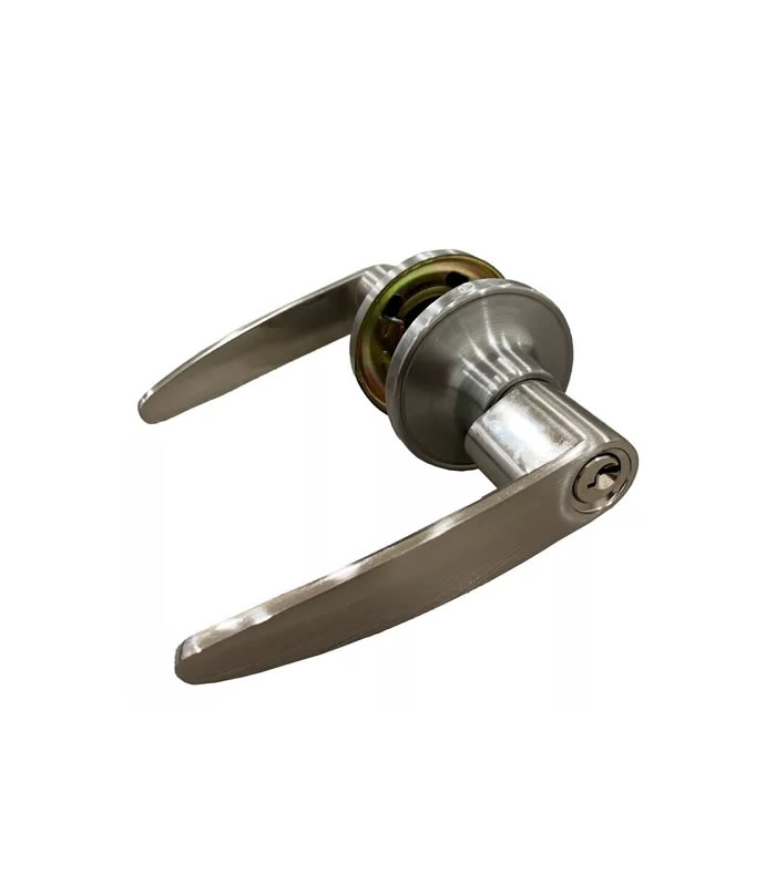 CERRADURA DE MANILLA ACERO P/PUERTA 65MM C/CILINDRO DE COBRE