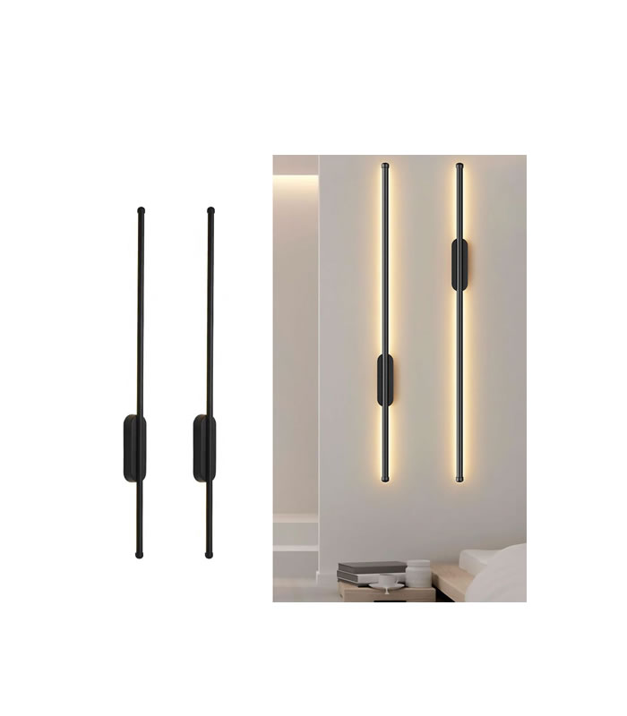 LAMPARA APLIQUE DE PARED 40 X 2.5 X 3CM NEGRA ILUMINAK (MD88A)